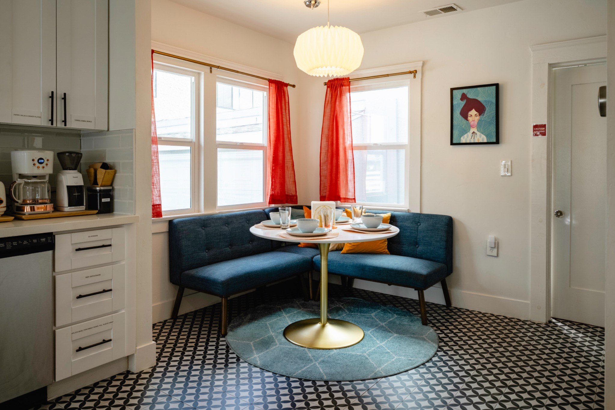 Wide view of Birdhouse banquette seating